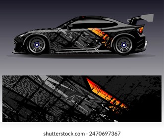 Diseño de envoltura de coches Vector.Graphic diseños de fondo de carreras de rayas abstractas para vehículos, rallyes, carreras, aventuras y carreras de coches livery	