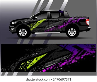 Car wrap design vector.Graphic abstract stripe racing background designs for vehicle, rally, race, adventure and car racing livery	