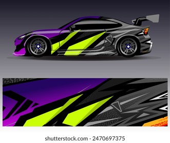 Diseño de envoltura de coches Vector.Graphic diseños de fondo de carreras de rayas abstractas para vehículos, rallyes, carreras, aventuras y carreras de coches livery	