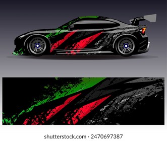 Diseño de envoltura de coches Vector.Graphic diseños de fondo de carreras de rayas abstractas para vehículos, rallyes, carreras, aventuras y carreras de coches livery	