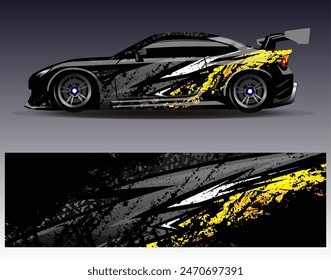 Car wrap design vector.Graphic abstract stripe racing background designs for vehicle, rally, race, adventure and car racing livery	