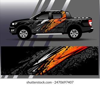 Car wrap design vector.Graphic abstract stripe racing background designs for vehicle, rally, race, adventure and car racing livery	