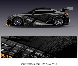 Autoverpackung Design Vektorgrafik.Graphic abstrakte Streifen Rennen Hintergrund Designs für Fahrzeug, Rallye, Rennen, Abenteuer und Auto-Rennen Lackierung	