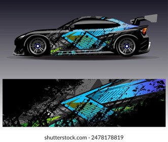 Car wrap design vector.Graphic abstract stripe racing background designs for vehicle, rally, race, adventure and car racing livery