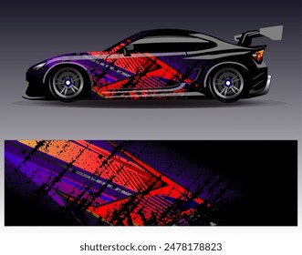 Diseño de envoltura de coches Vector.Graphic diseños de fondo de carreras de rayas abstractas para vehículos, rallyes, carreras, aventuras y carreras de coches livery