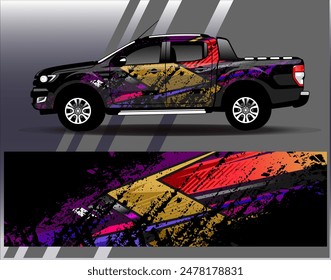 Car wrap design vector.Graphic abstract stripe racing background designs for vehicle, rally, race, adventure and car racing livery