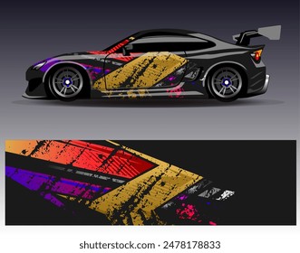 Car wrap design vector.Graphic abstract stripe racing background designs for vehicle, rally, race, adventure and car racing livery