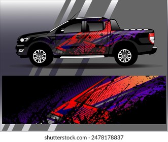 Car wrap design vector.Graphic abstract stripe racing background designs for vehicle, rally, race, adventure and car racing livery