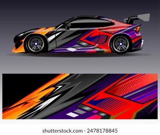 Diseño de envoltura de coches Vector.Graphic diseños de fondo de carreras de rayas abstractas para vehículos, rallyes, carreras, aventuras y carreras de coches livery