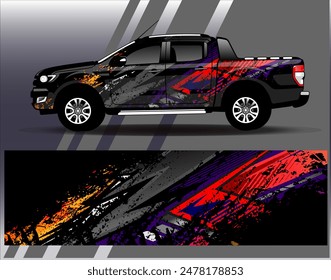 Car wrap design vector.Graphic abstract stripe racing background designs for vehicle, rally, race, adventure and car racing livery
