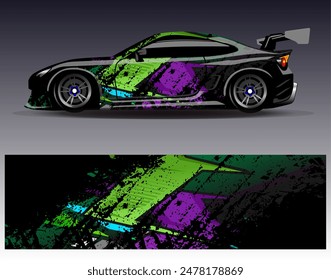 Car wrap design vector.Graphic abstract stripe racing background designs for vehicle, rally, race, adventure and car racing livery