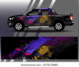 Car wrap design vector.Graphic abstract stripe racing background designs for vehicle, rally, race, adventure and car racing livery