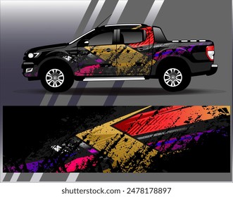 Car wrap design vector.Graphic abstract stripe racing background designs for vehicle, rally, race, adventure and car racing livery