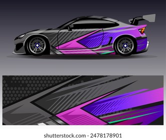 Car wrap design vector.Graphic abstract stripe racing background designs for vehicle, rally, race, adventure and car racing livery