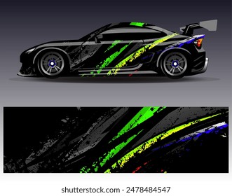 Diseño de envoltura de coches Vector.Graphic diseños de fondo de carreras de rayas abstractas para vehículos, rallyes, carreras, aventuras y carreras de coches livery	