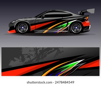 Diseño de envoltura de coches Vector.Graphic diseños de fondo de carreras de rayas abstractas para vehículos, rallyes, carreras, aventuras y carreras de coches livery	
