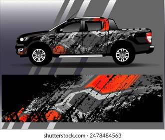 Car wrap design vector.Graphic abstract stripe racing background designs for vehicle, rally, race, adventure and car racing livery	