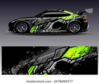 Car wrap design vector.Graphic abstract stripe racing background designs for vehicle, rally, race, adventure and car racing livery	