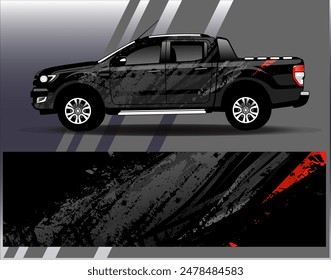 Car wrap design vector.Graphic abstract stripe racing background designs for vehicle, rally, race, adventure and car racing livery	