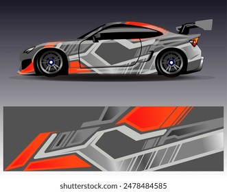 Car wrap design vector.Graphic abstract stripe racing background designs for vehicle, rally, race, adventure and car racing livery	