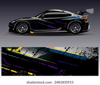 Diseño de envoltura de coches Vector.Graphic diseños de fondo de carreras de rayas abstractas para vehículos, rallyes, carreras, aventuras y carreras de coches livery	