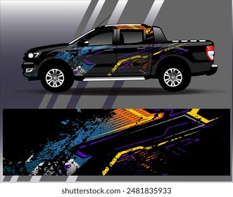 Car wrap design vector.Graphic abstract stripe racing background designs for vehicle, rally, race, adventure and car racing livery	