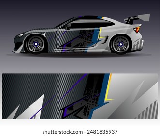 Car wrap design vector.Graphic abstract stripe racing background designs for vehicle, rally, race, adventure and car racing livery	