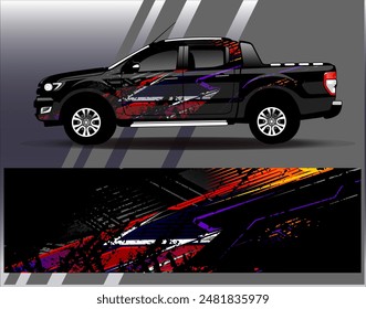 Car wrap design vector.Graphic abstract stripe racing background designs for vehicle, rally, race, adventure and car racing livery	