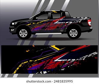 Diseño de envoltura de coches Vector.Graphic diseños de fondo de carreras de rayas abstractas para vehículos, rallyes, carreras, aventuras y carreras de coches livery	