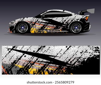 Car wrap design vector.Graphic abstract stripe racing background designs for vehicle, rally, race, adventure and car racing livery