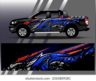 Car wrap design vector.Graphic abstract stripe racing background designs for vehicle, rally, race, adventure and car racing livery