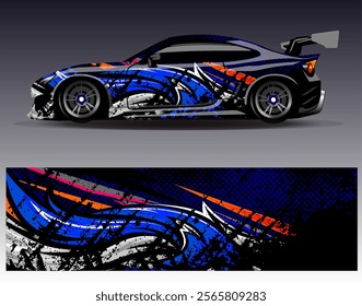 Car wrap design vector.Graphic abstract stripe racing background designs for vehicle, rally, race, adventure and car racing livery