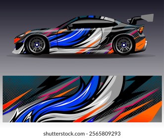 Car wrap design vector.Graphic abstract stripe racing background designs for vehicle, rally, race, adventure and car racing livery