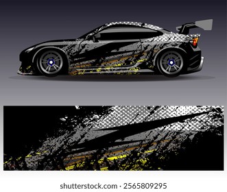 Car wrap design vector.Graphic abstract stripe racing background designs for vehicle, rally, race, adventure and car racing livery