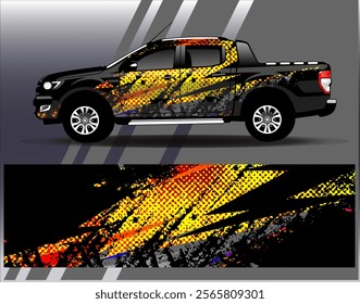 Car wrap design vector.Graphic abstract stripe racing background designs for vehicle, rally, race, adventure and car racing livery