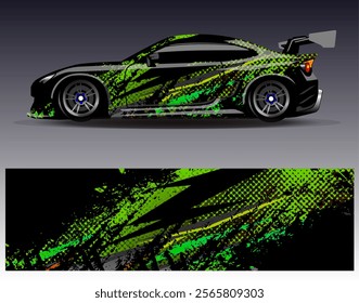 Car wrap design vector.Graphic abstract stripe racing background designs for vehicle, rally, race, adventure and car racing livery