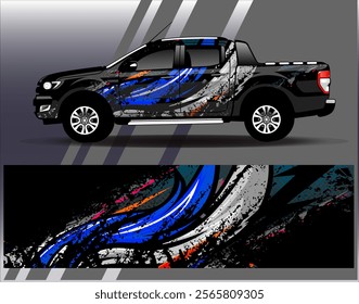 Car wrap design vector.Graphic abstract stripe racing background designs for vehicle, rally, race, adventure and car racing livery