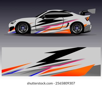 Car wrap design vector.Graphic abstract stripe racing background designs for vehicle, rally, race, adventure and car racing livery