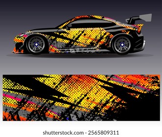 Car wrap design vector.Graphic abstract stripe racing background designs for vehicle, rally, race, adventure and car racing livery
