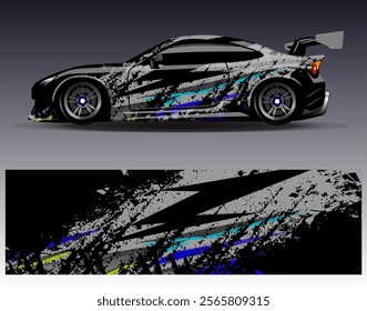 Car wrap design vector.Graphic abstract stripe racing background designs for vehicle, rally, race, adventure and car racing livery