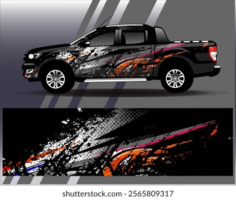 Car wrap design vector.Graphic abstract stripe racing background designs for vehicle, rally, race, adventure and car racing livery