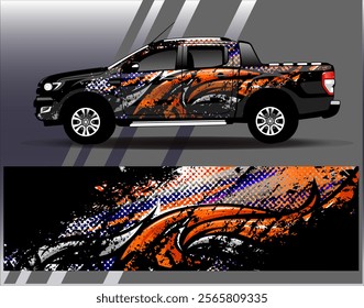 Car wrap design vector.Graphic abstract stripe racing background designs for vehicle, rally, race, adventure and car racing livery