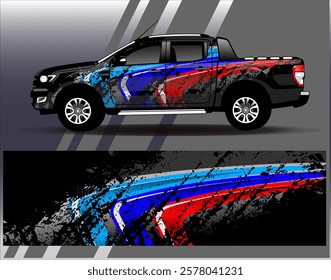 Car wrap design vector.Graphic abstract stripe racing background designs for vehicle, rally, race, adventure and car racing livery	