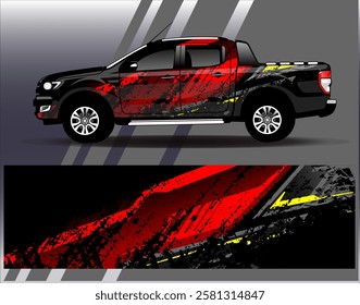 Car wrap design vector.Graphic abstract stripe racing background designs for vehicle, rally, race, adventure and car racing livery	