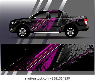 Car wrap design vector.Graphic abstract stripe racing background designs for vehicle, rally, race, adventure and car racing livery	