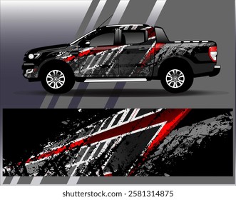 Car wrap design vector.Graphic abstract stripe racing background designs for vehicle, rally, race, adventure and car racing livery	