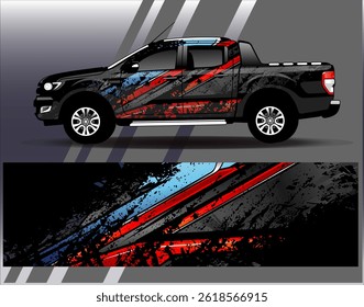 Car wrap design vector.Graphic abstract stripe racing background designs for vehicle, rally, race, adventure and car racing livery	