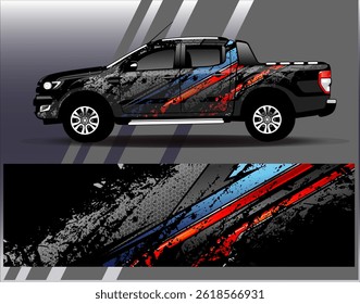 Car wrap design vector.Graphic abstract stripe racing background designs for vehicle, rally, race, adventure and car racing livery	
