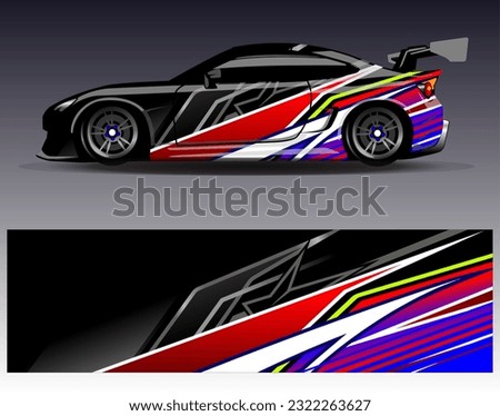 Car wrap design vector.Graphic abstract stripe racing background designs for vehicle, rally, race, adventure and car racing livery