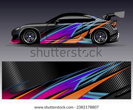 Car wrap design vector.Graphic abstract stripe racing background designs for vehicle, rally, race, adventure and car racing livery